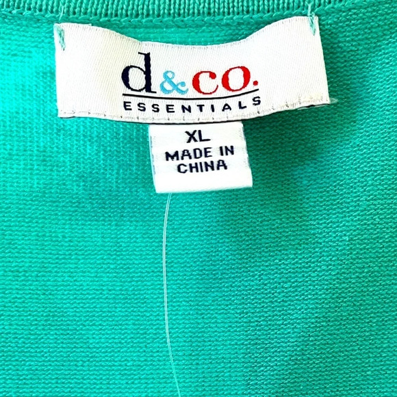 D&Co. Essentials XL mint green s/s sweater top NWT Button down front from V-neck - Picture 2 of 7